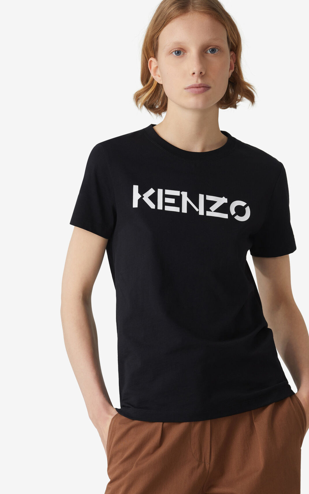 Kenzo Logo T Shirt Black For Womens 3014FPQNE